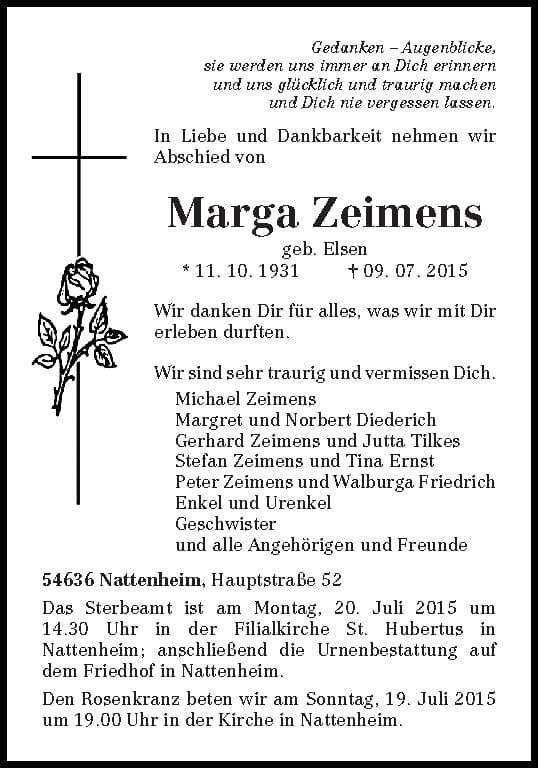 Frau Marga Zeimens