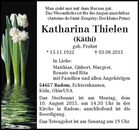 Frau Katharina (Käthi) Thielen