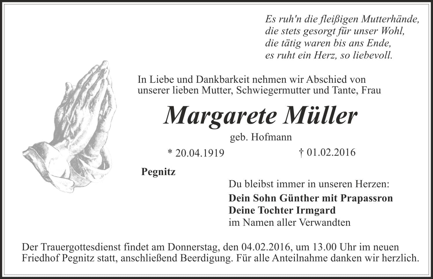 Frau Margarete Müller