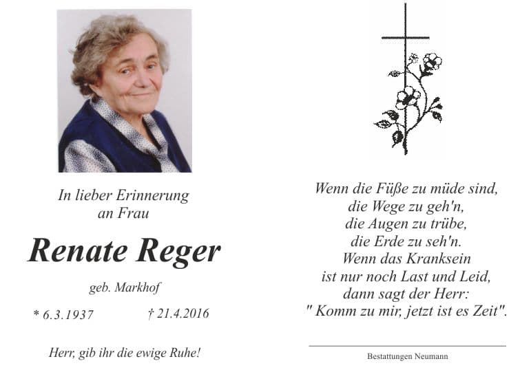 Frau Renate Reger