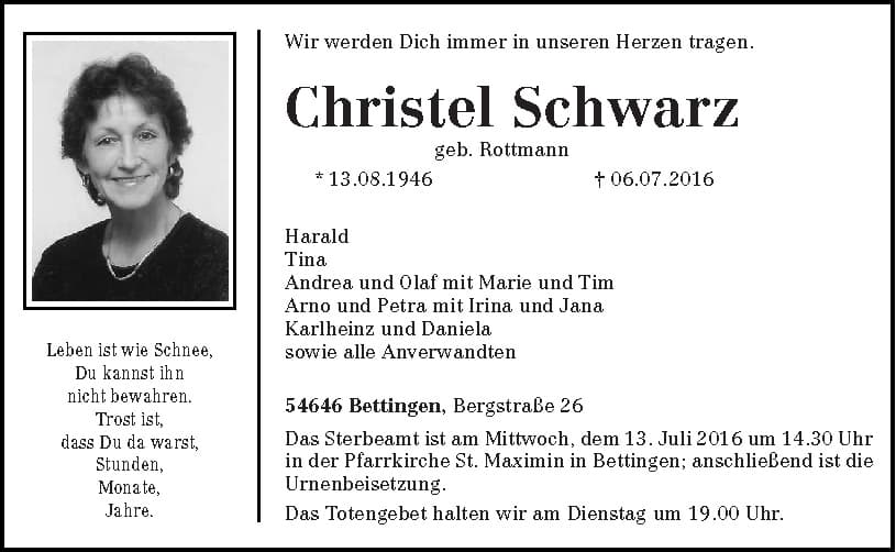 Frau Christel Schwarz