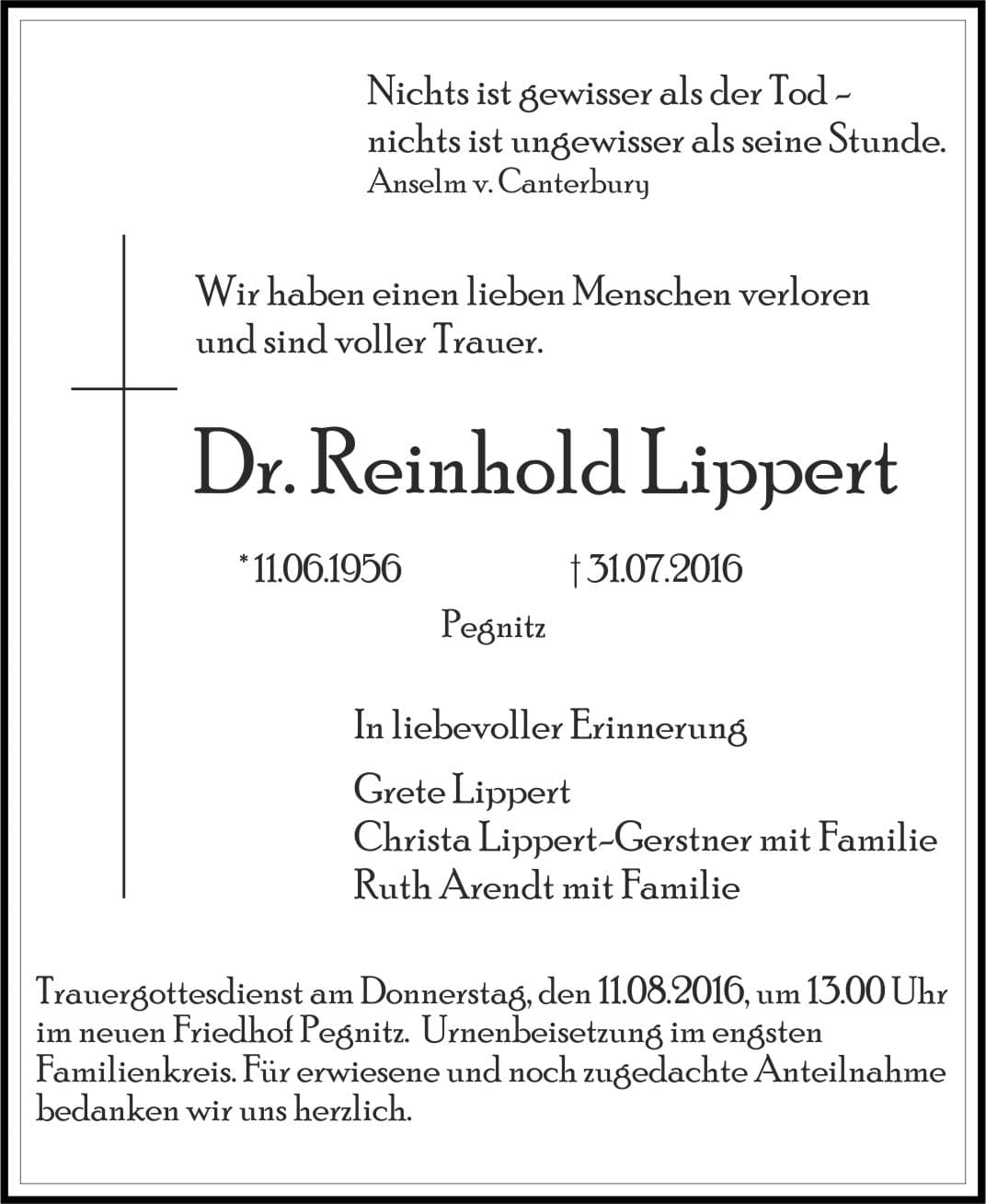 Herr Dr. Reinhold Lippert