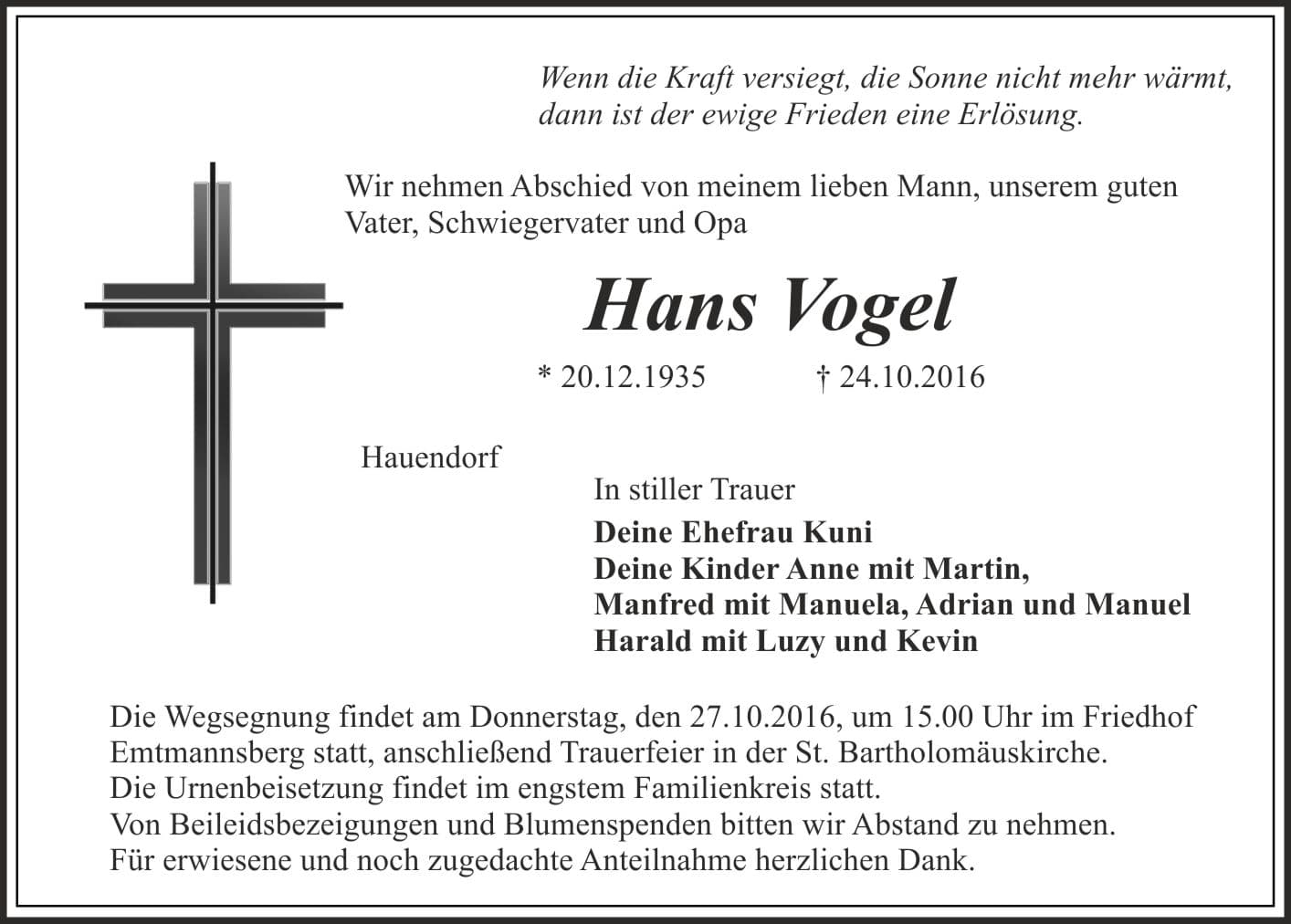 Herr Hans Vogel