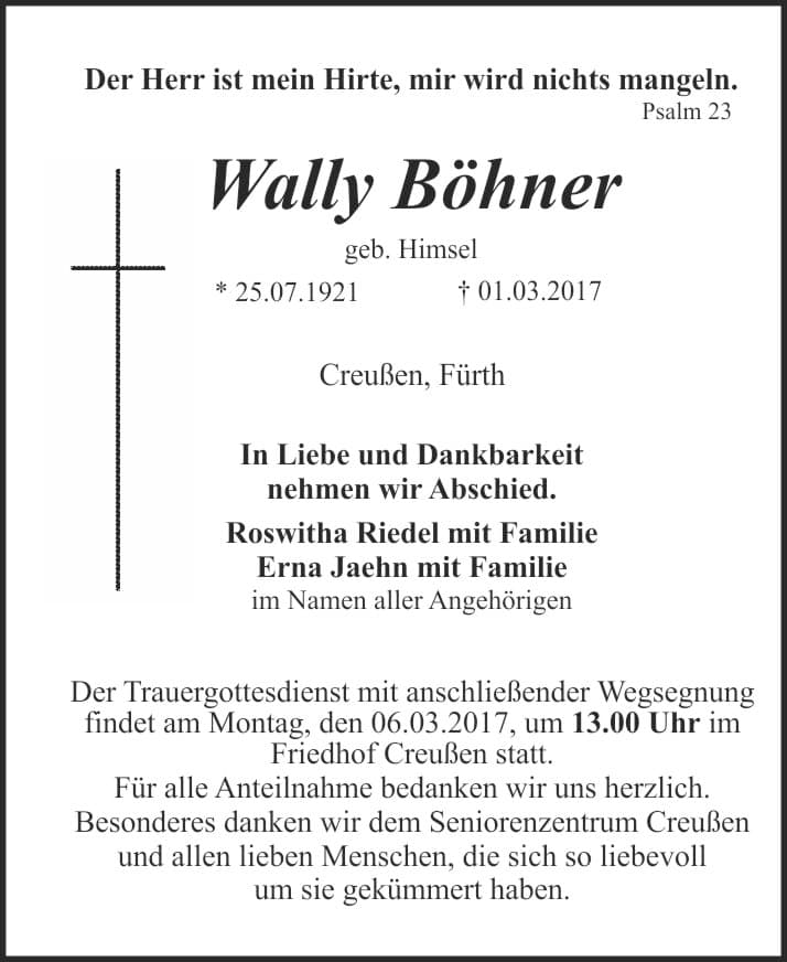 Frau Wally Böhner