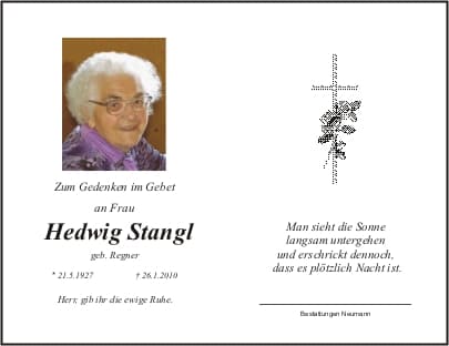 Frau Hedwig Stangl