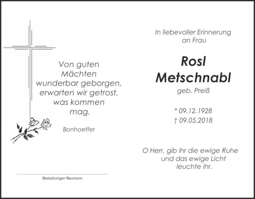 Frau Rosa Metschnabl