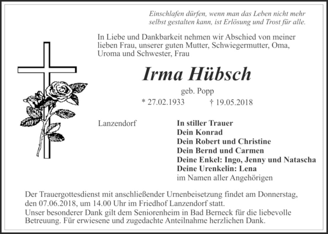 Frau Irma Hübsch