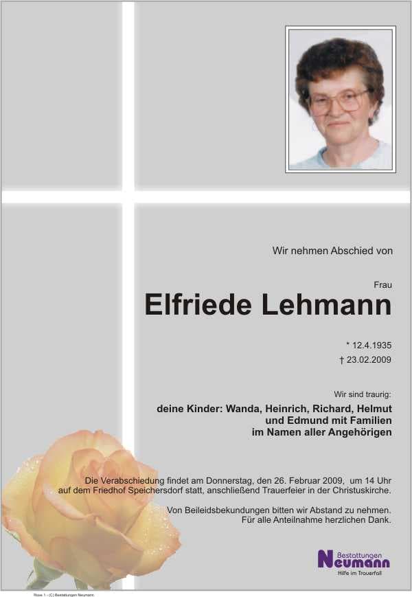 Frau Elfriede Lehmann