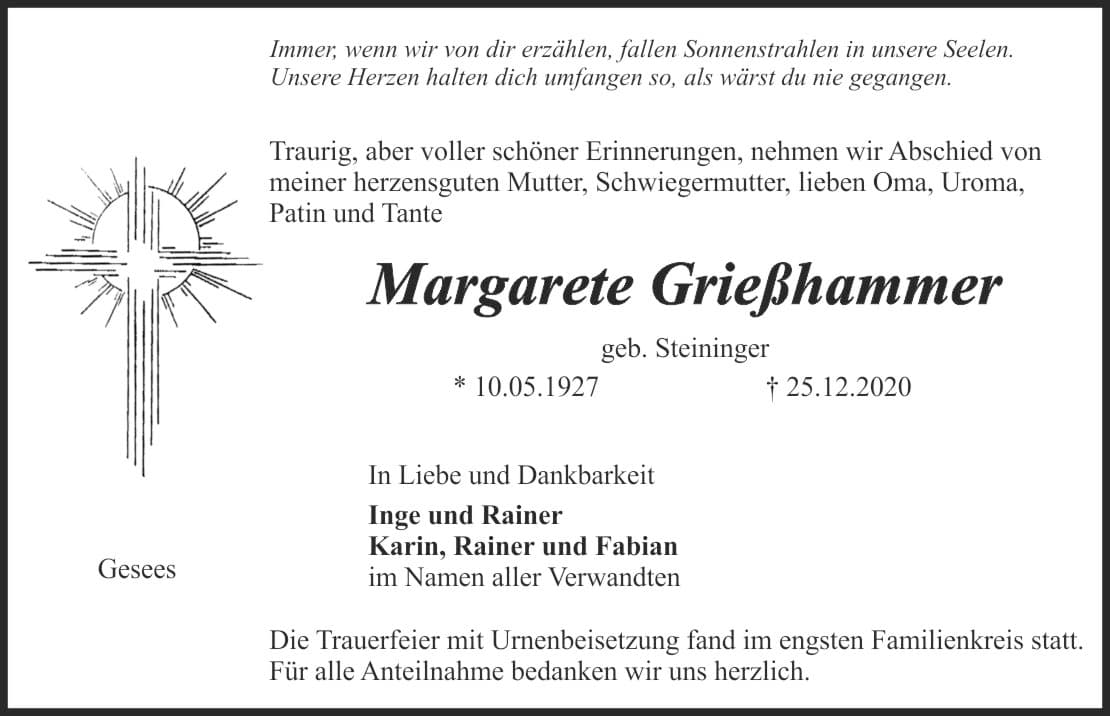 Frau Margarete Grießhammer