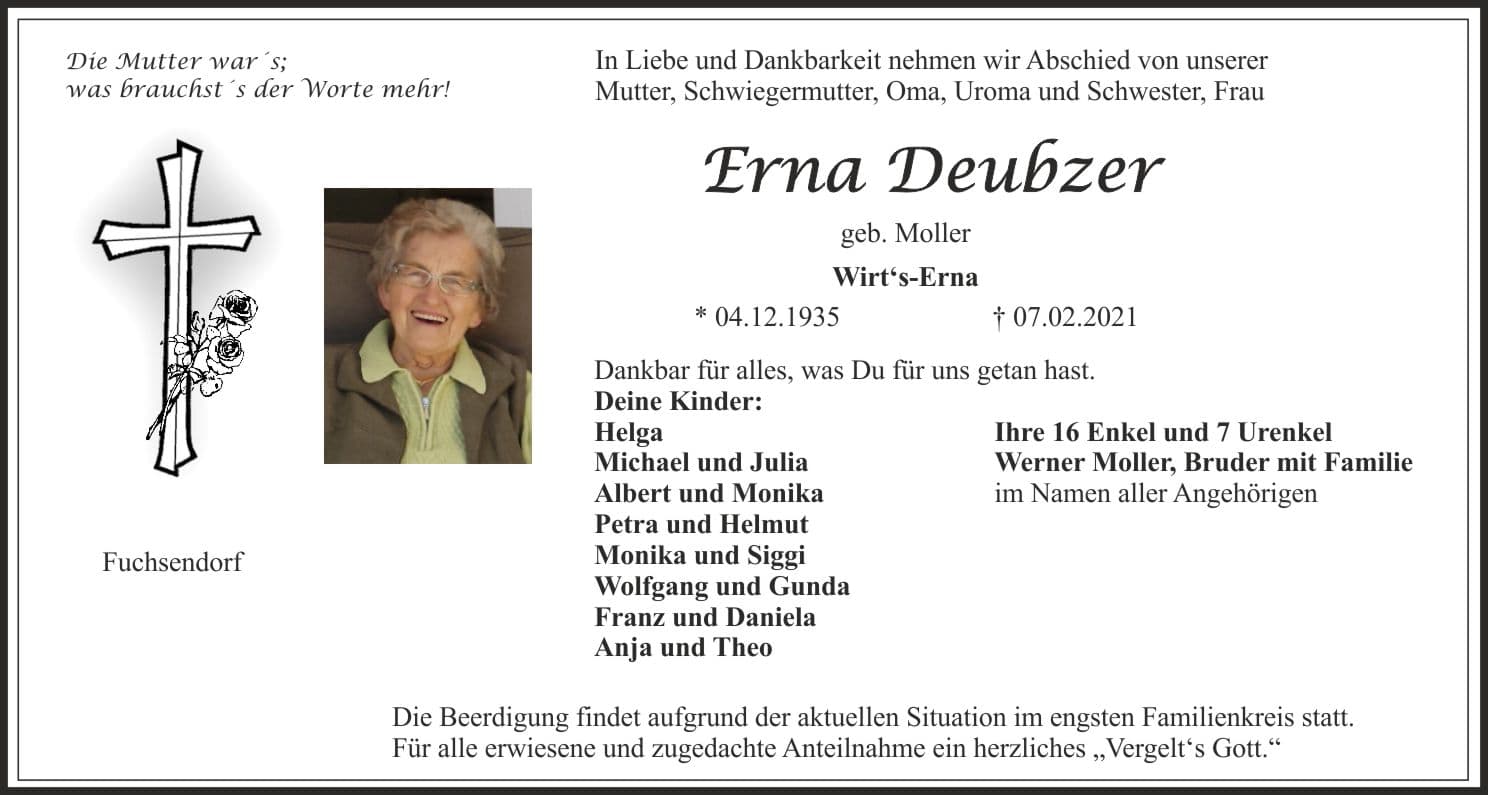 Frau Erna Deubzer