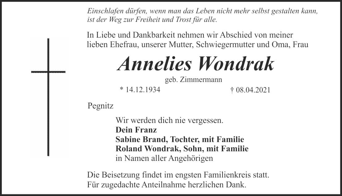 Frau Annelies Wondrak