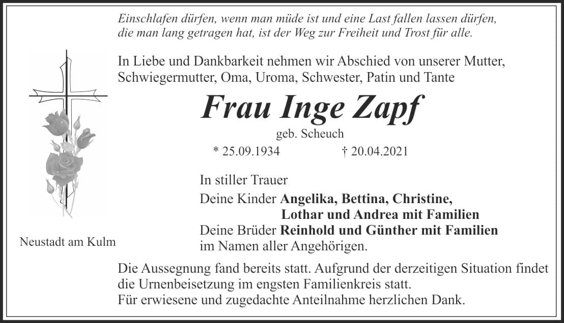 Frau Ingeborg Zapf