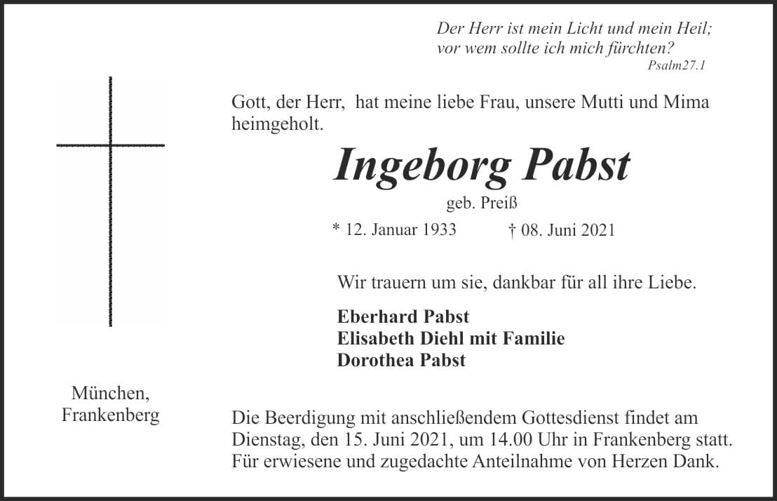 Frau Ingeborg Pabst