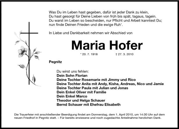 Frau Maria Hofer