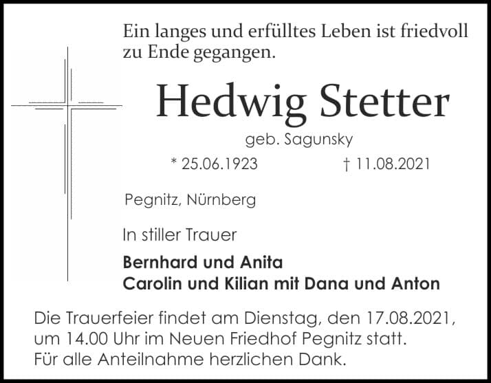 Frau Hedwig Stetter
