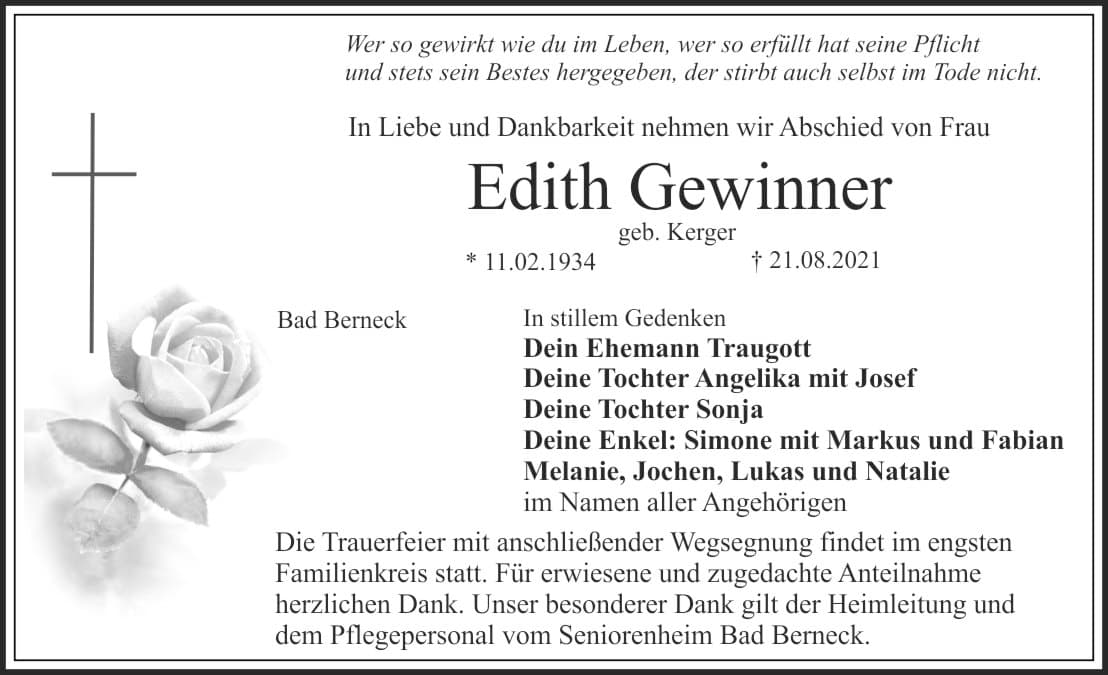 Frau Edith Gewinner