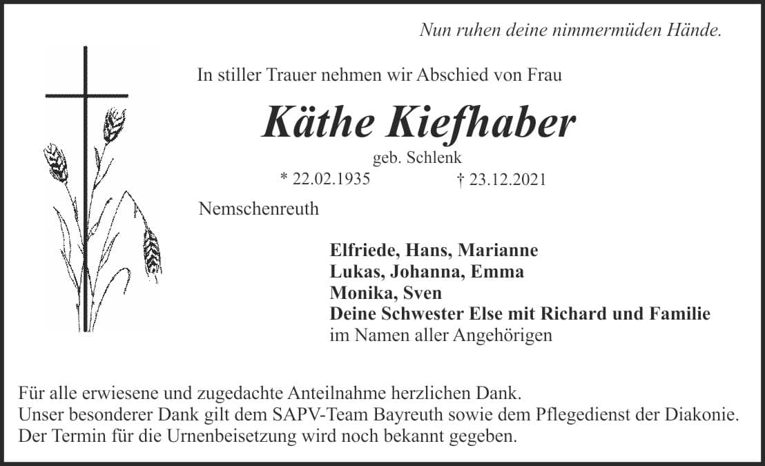 Frau Käthe Kiefhaber