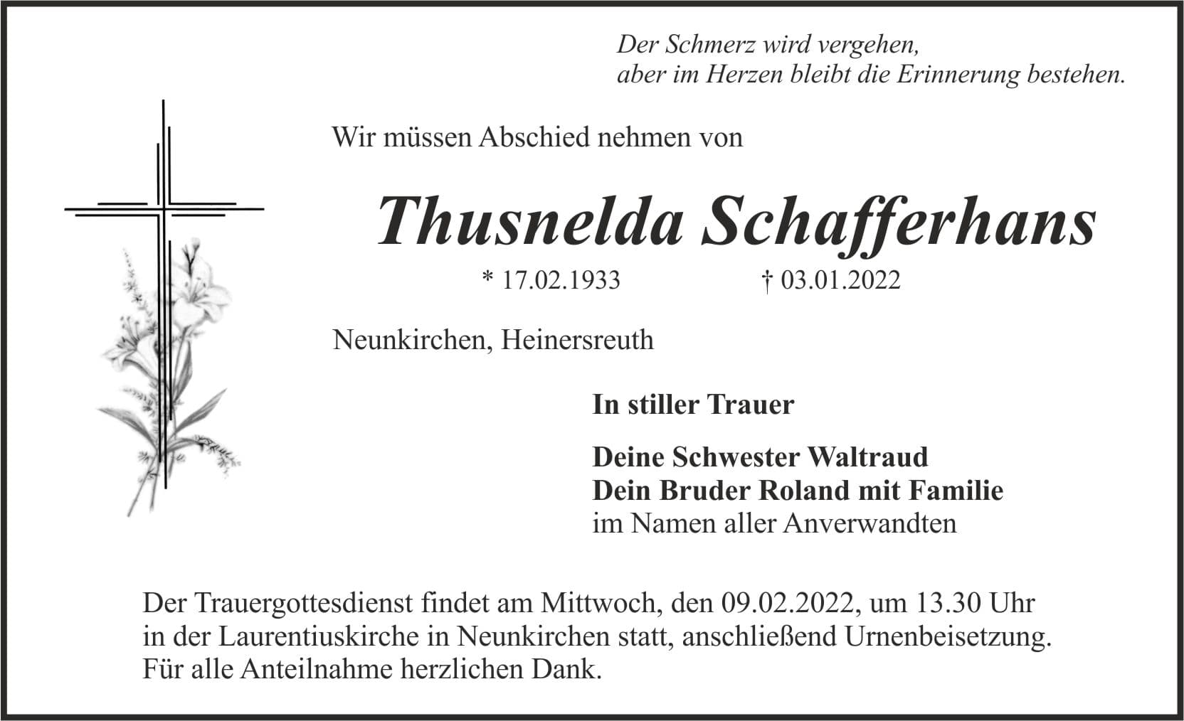 Frau Thusnelda Schafferhans