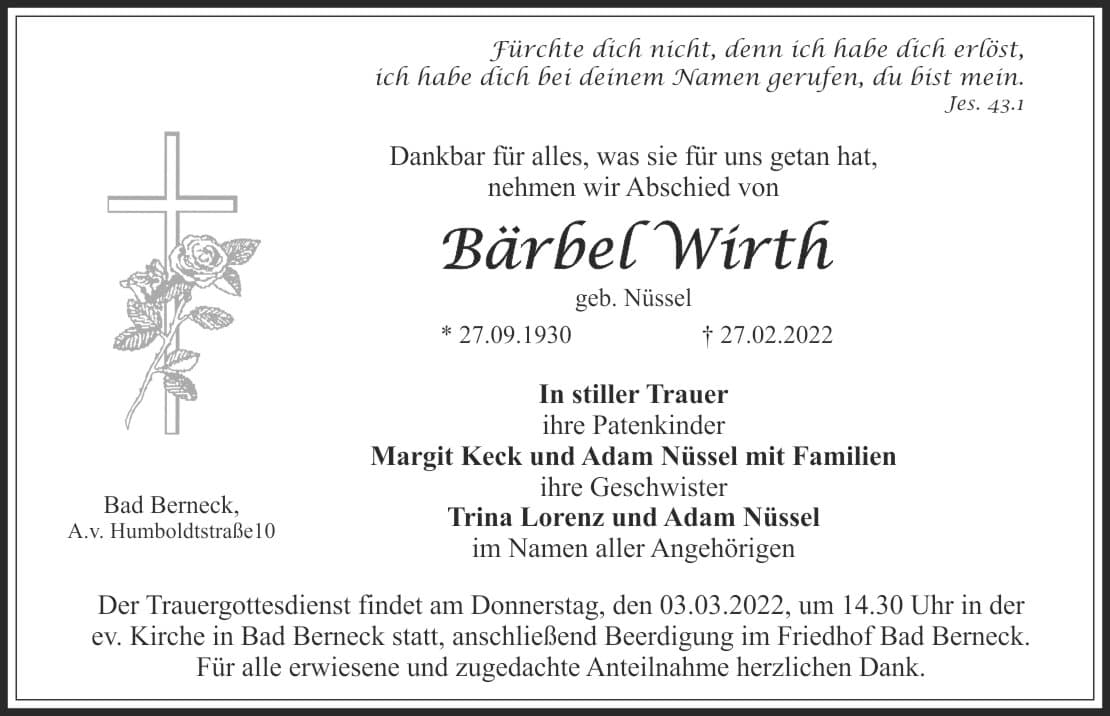 Frau Bärbel Wirth