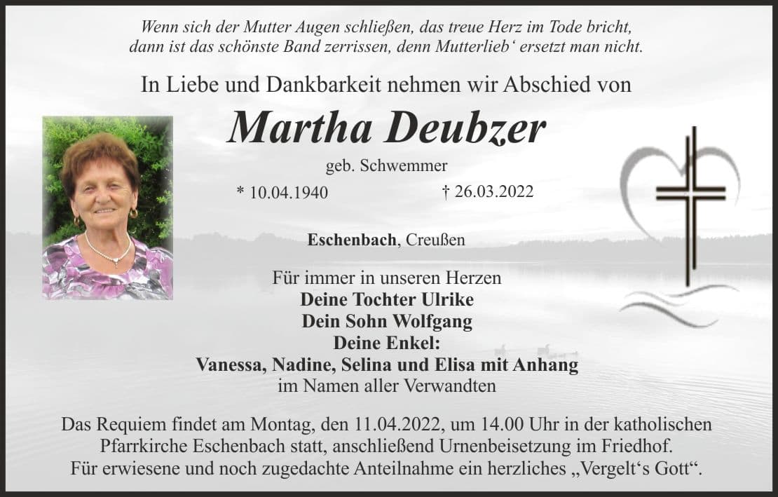 Frau Martha Deubzer