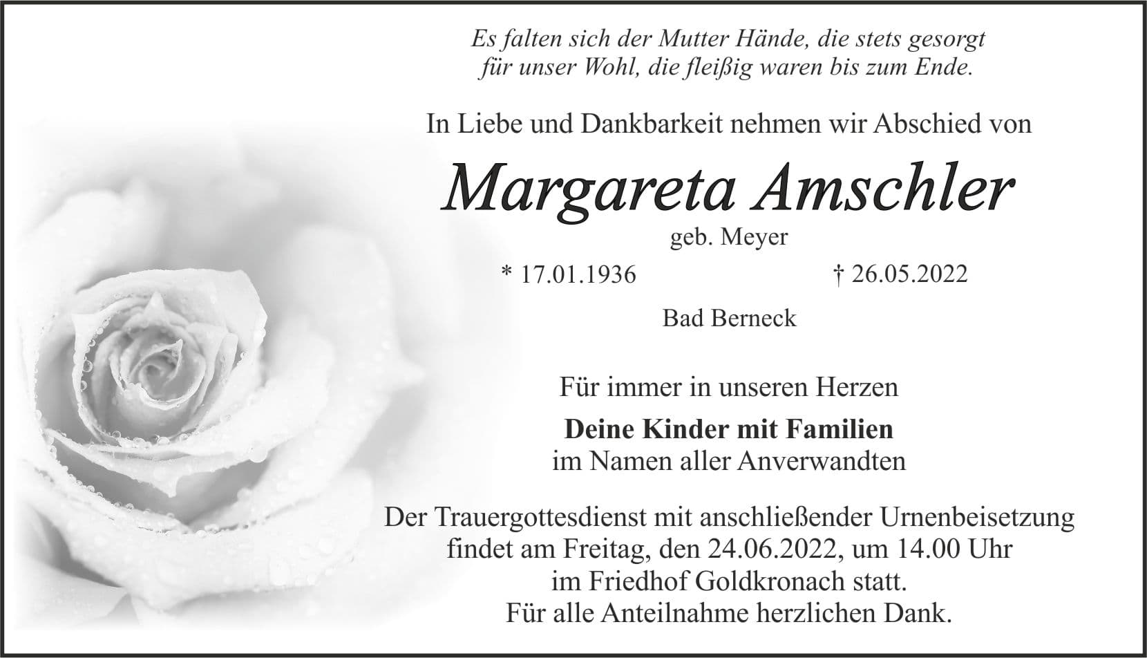 Frau Margareta Amschler