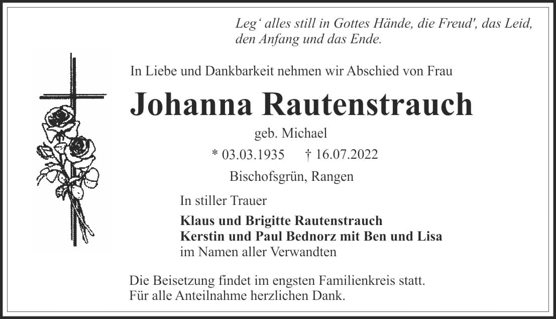 Frau Johanna Rautenstrauch