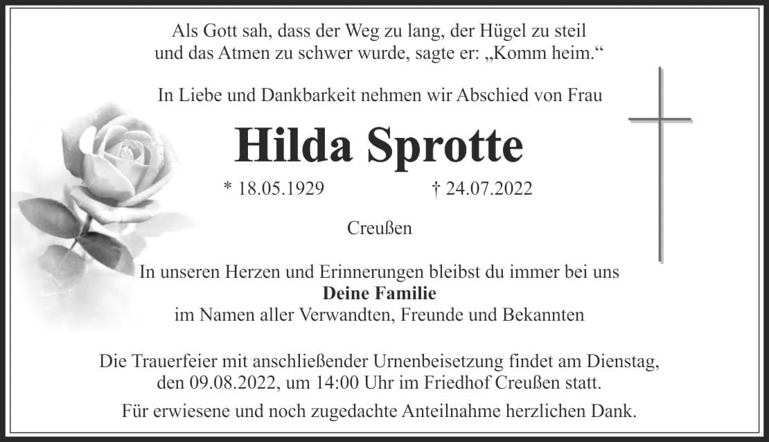 Frau Hilda Sprotte
