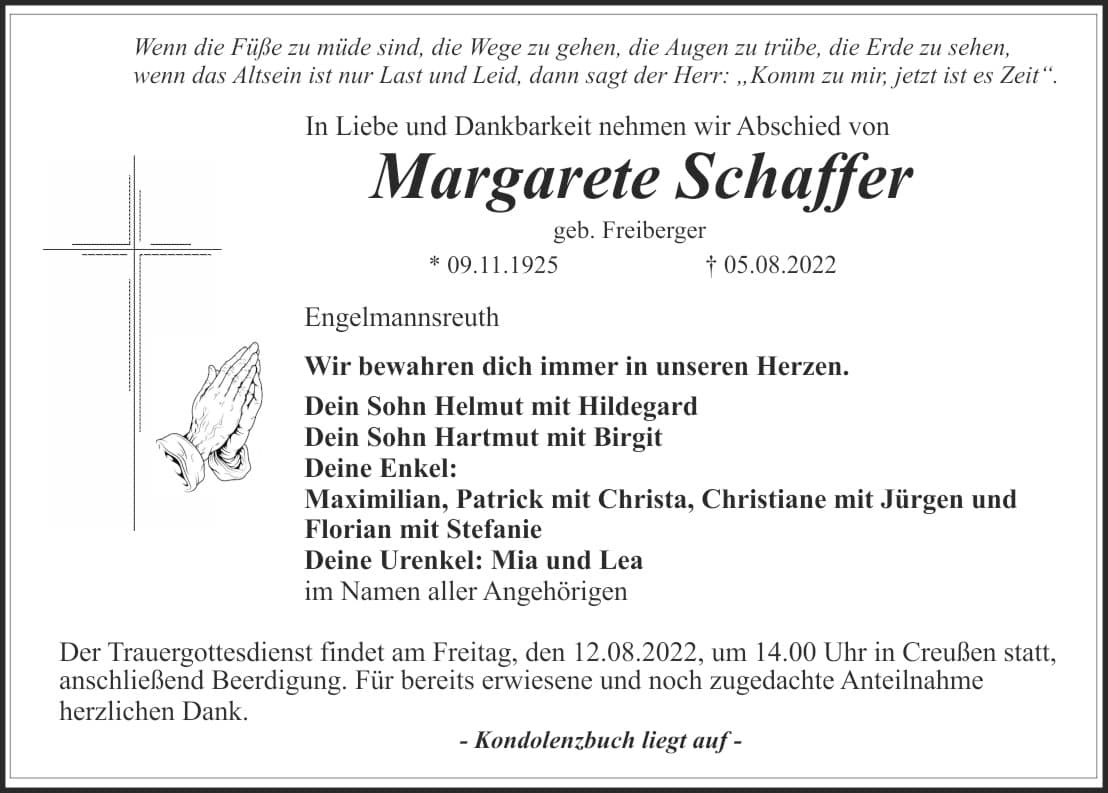 Frau Margarete Schaffer