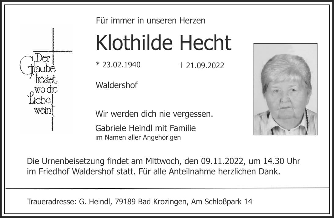 Frau Klothilde Hecht