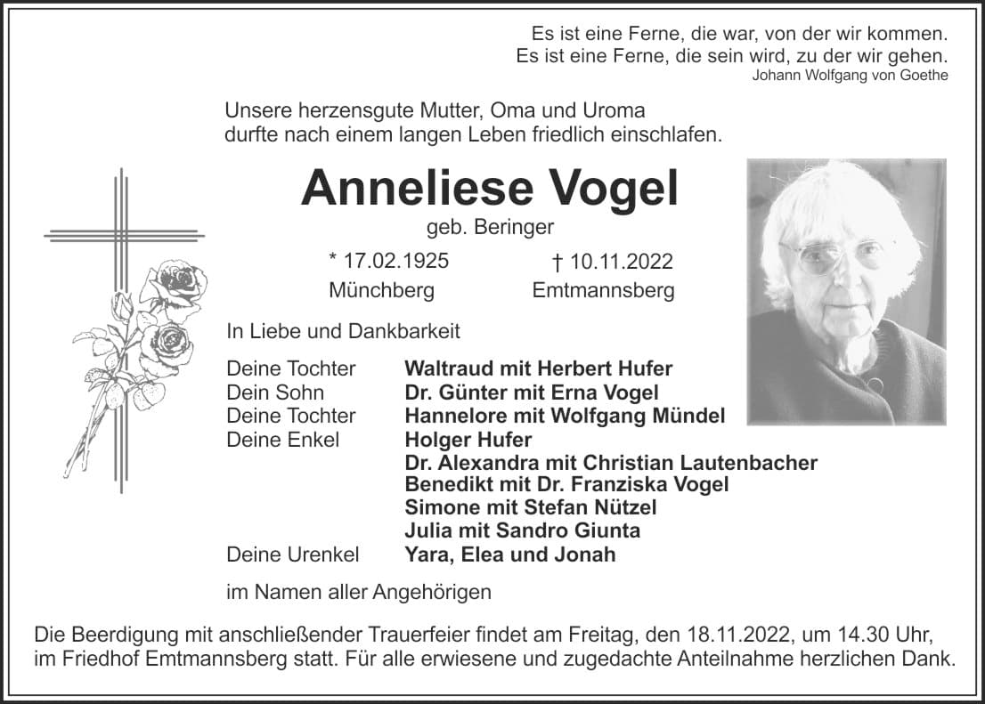 Frau Anneliese Vogel