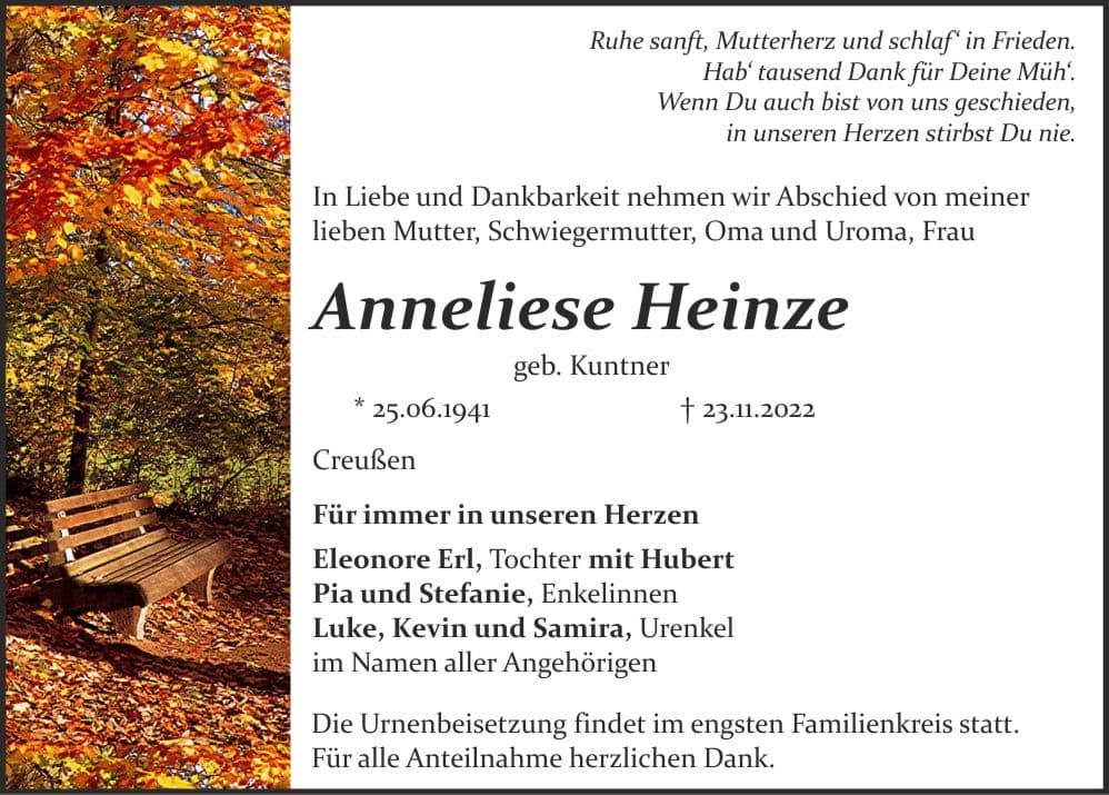 Frau Anneliese Heinze