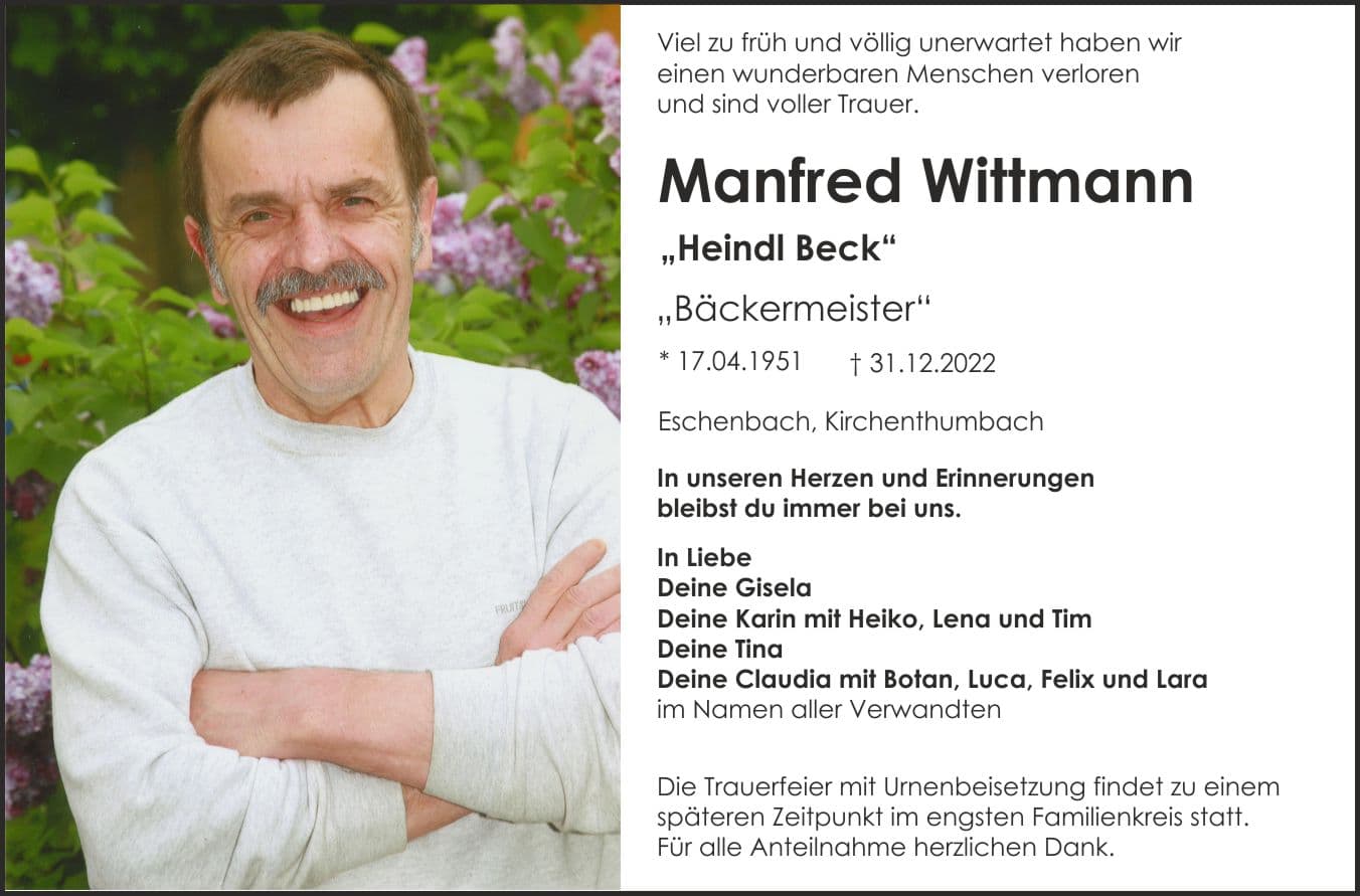 Herr Manfred Wittmann "Heindl" Beck