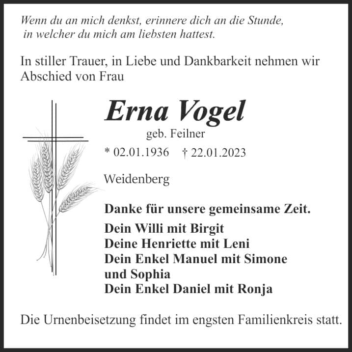 Frau Erna Vogel