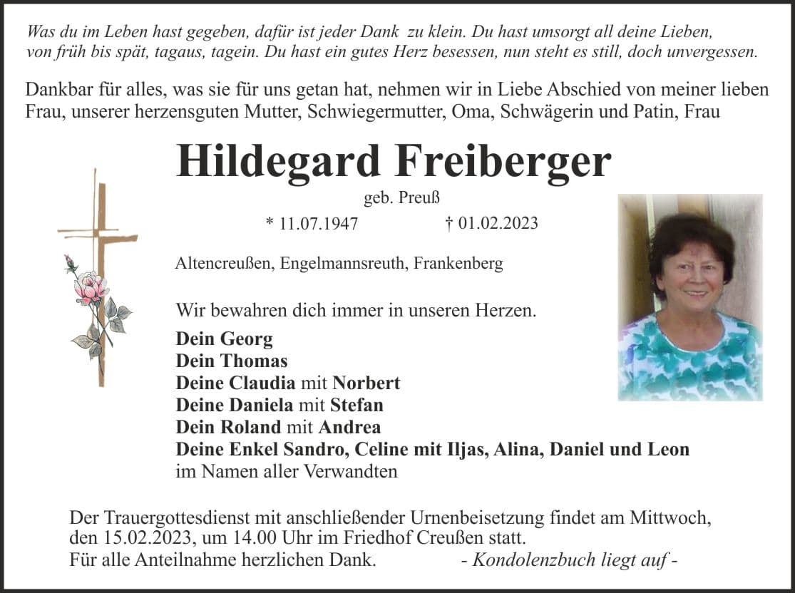 Frau Hildegard Freiberger