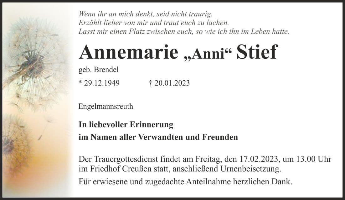 Frau Annemarie Stief