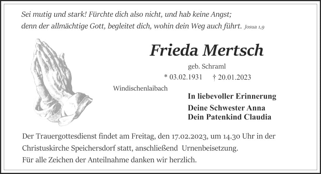 Frau Frieda Mertsch