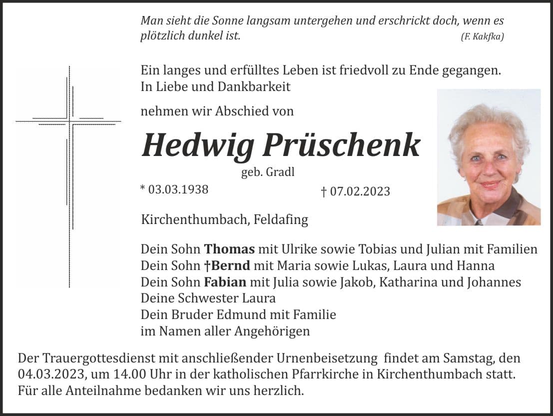 Frau Hedwig Prüschenk