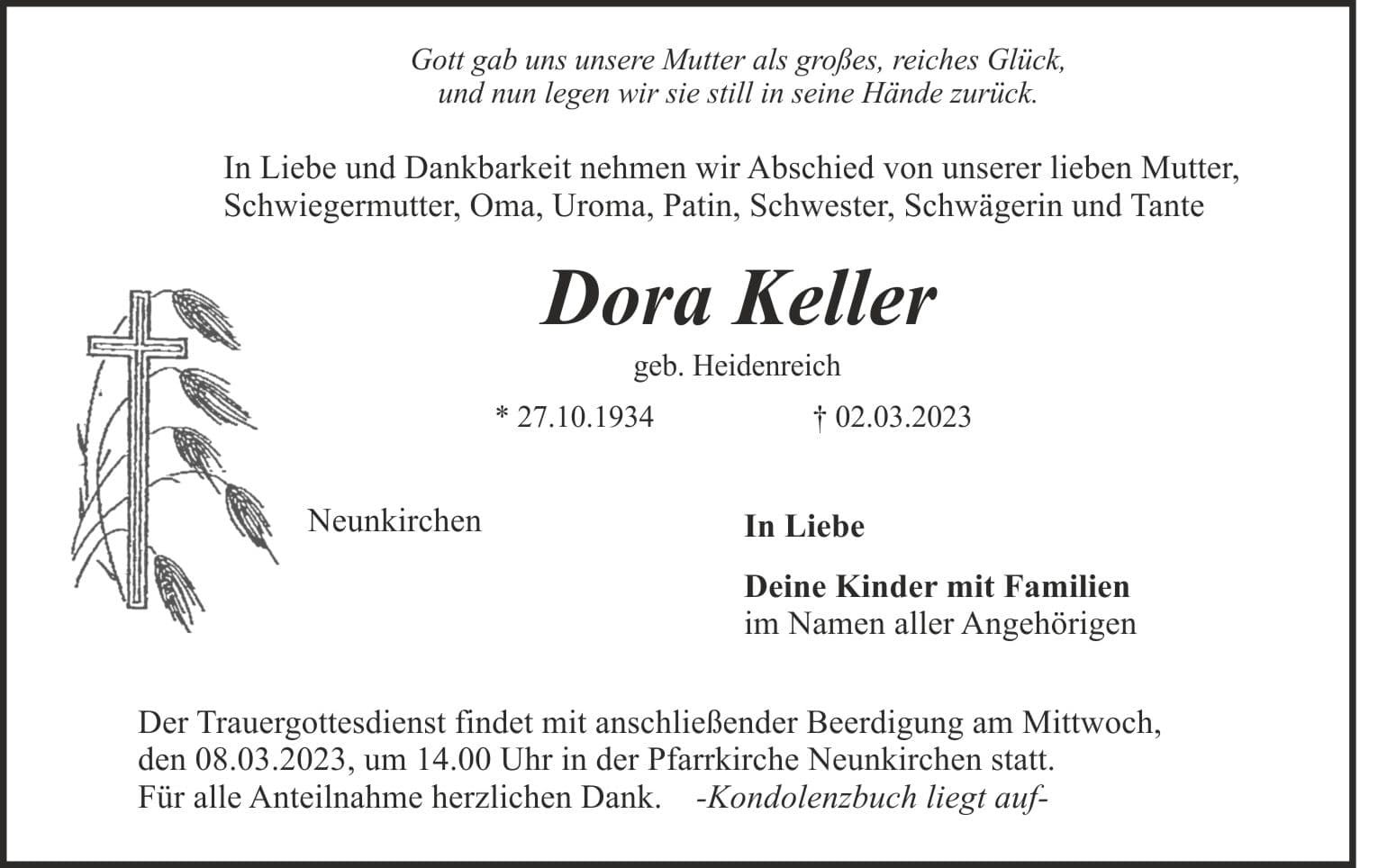 Frau Dora Keller