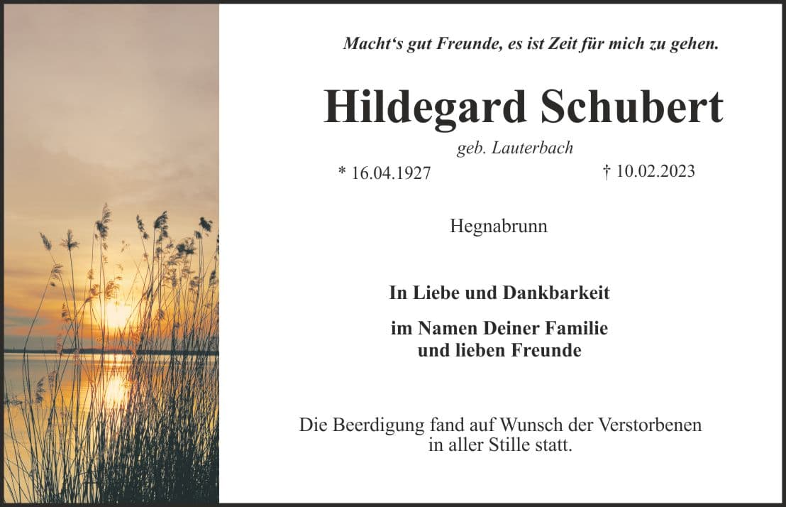 Frau Hildegard Schubert