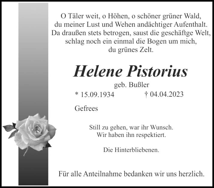 Frau Helene Pistorius