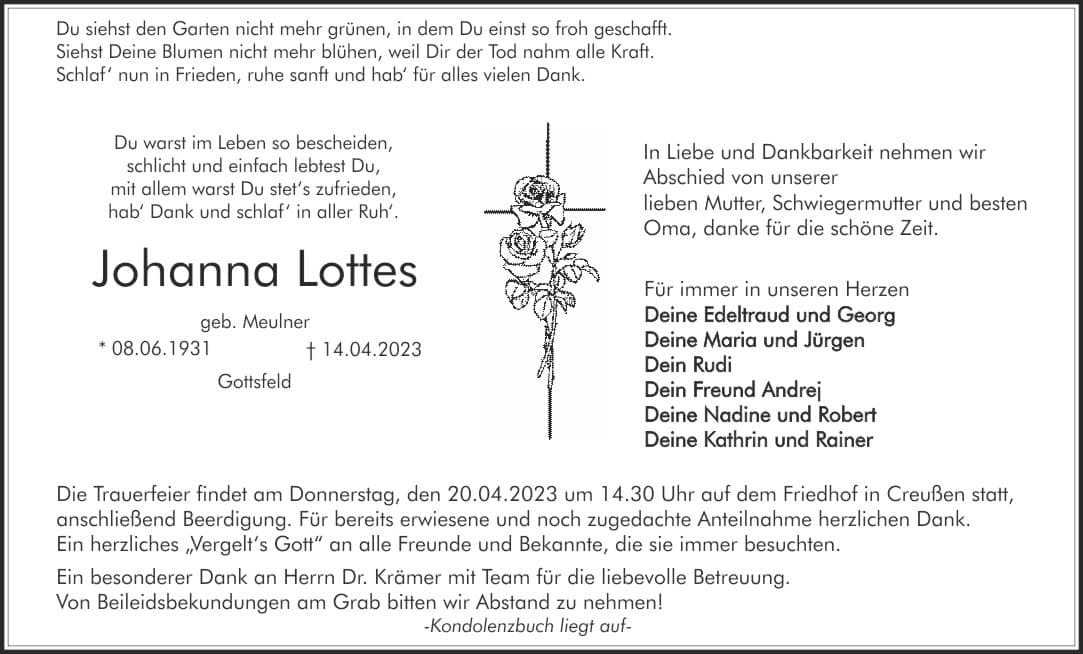 Frau Johanna Lottes