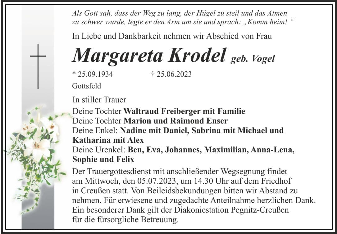 Frau Margareta Krodel