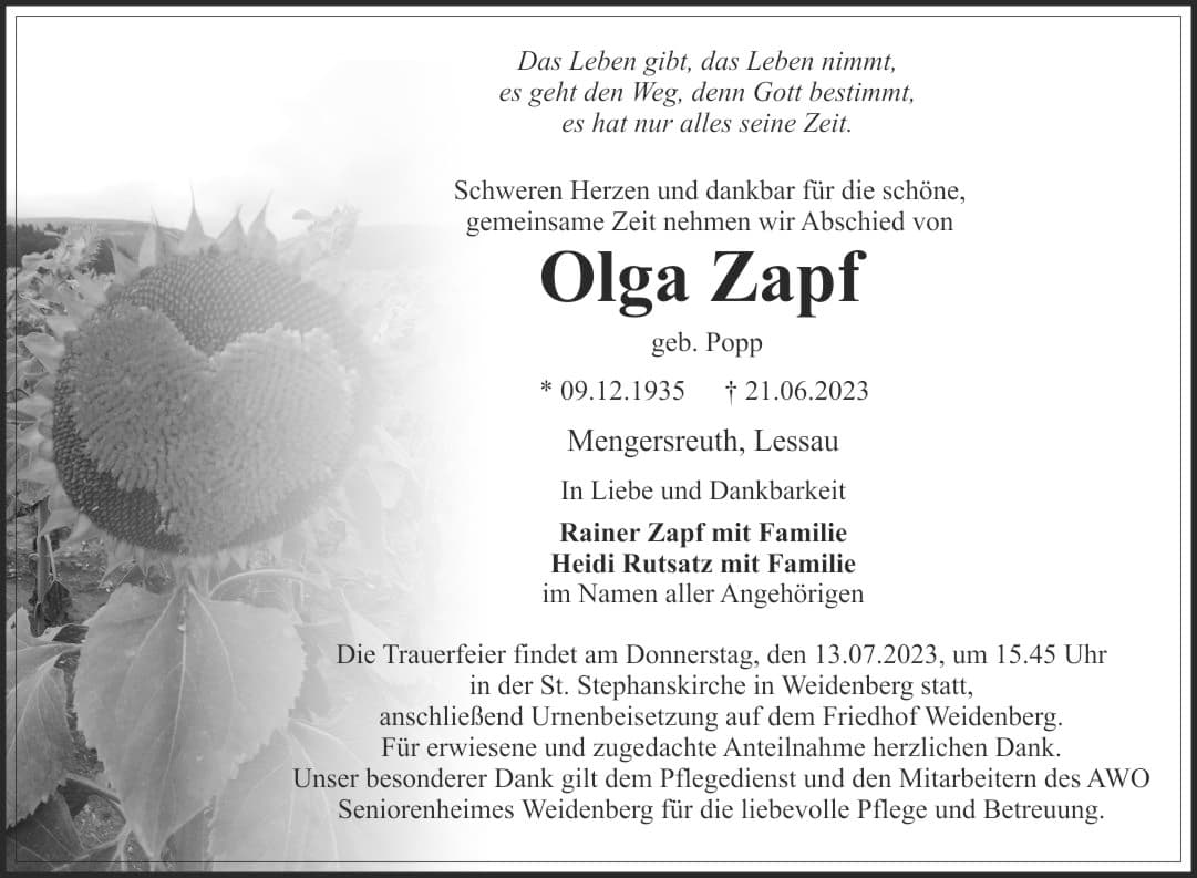 Frau Olga Zapf