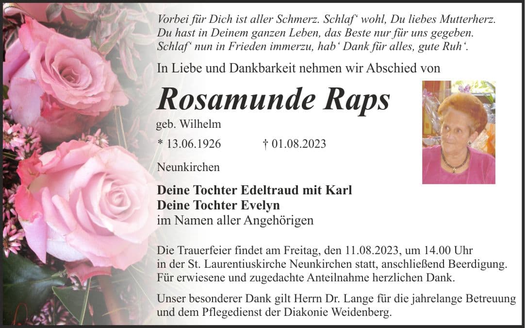 Frau Rosamunde Raps
