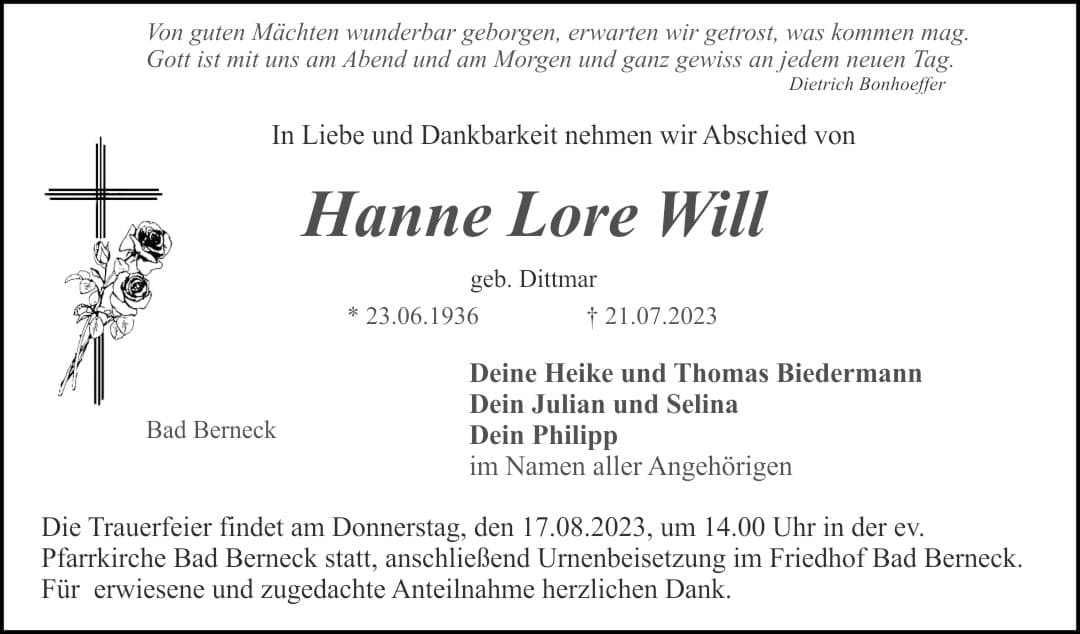 Frau Hanne Lore Will