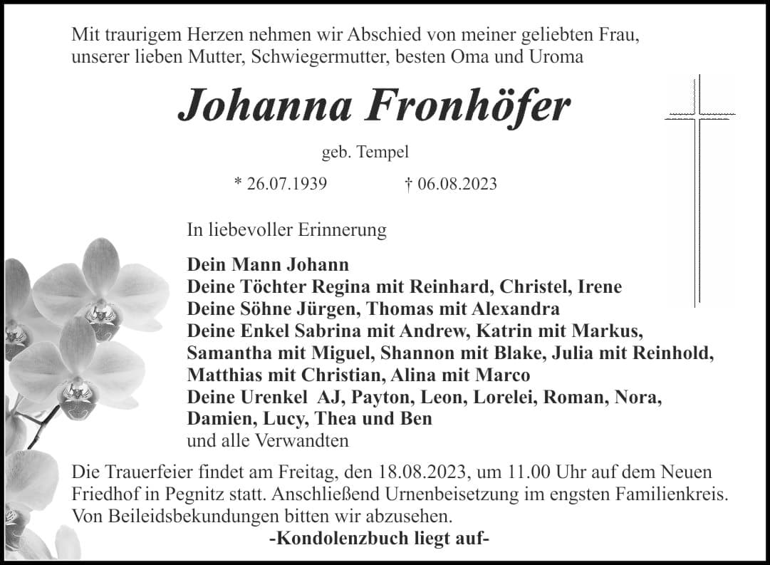 Frau Johanna Fronhöfer