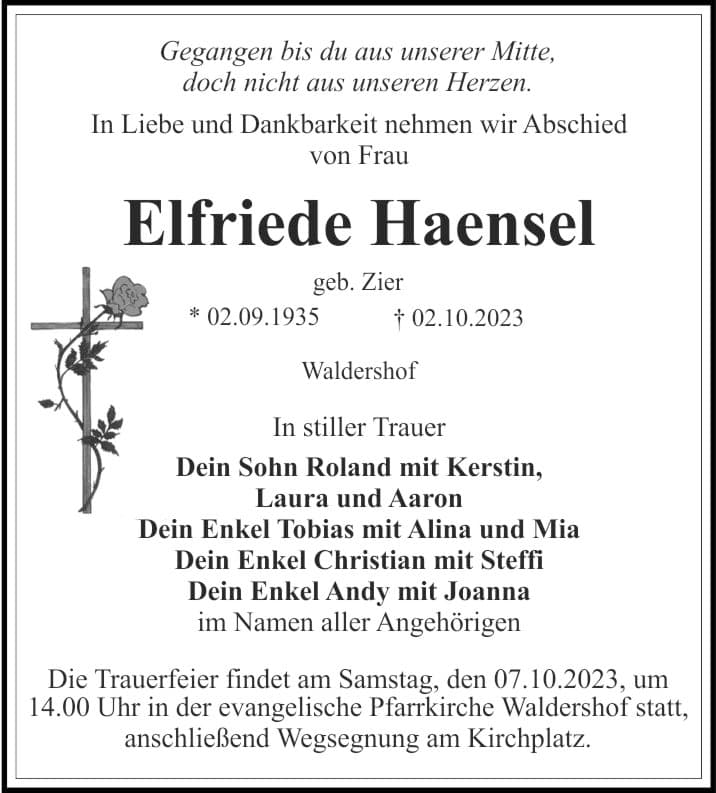 Frau Elfriede Haensel
