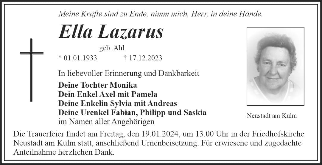 Frau Ella Lazarus