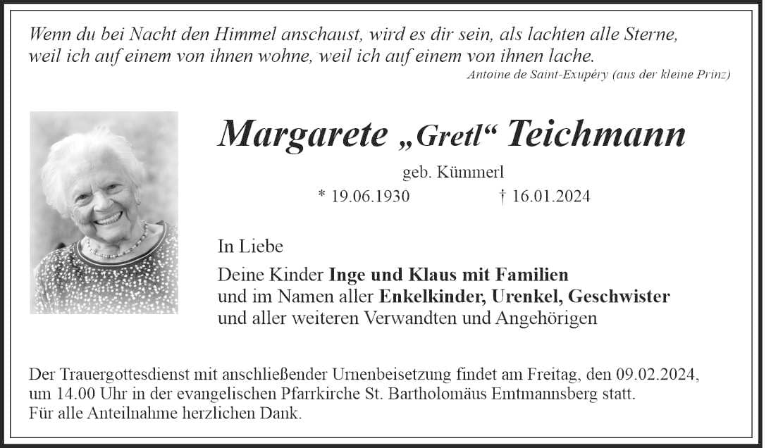 Frau Margarete Teichmann