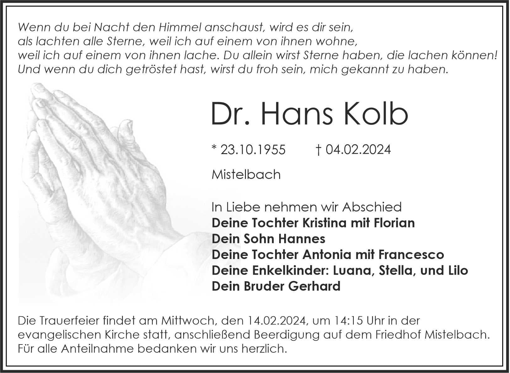 Herr Dr. Hans Kolb